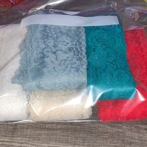 39.5 Yards Lace Trim Bundle in Red, Teal,White,Country Blue,and Cream